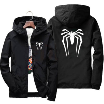 Sunscreen Waterproof Beach Casual Jackets Spider Men's Summer Hooded Jacket Windbreaker Packable Skin Coat