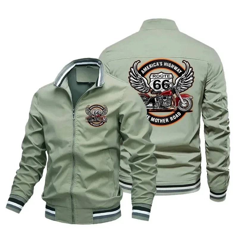 Men's Retro Motorcycle Print Pilot Jacket