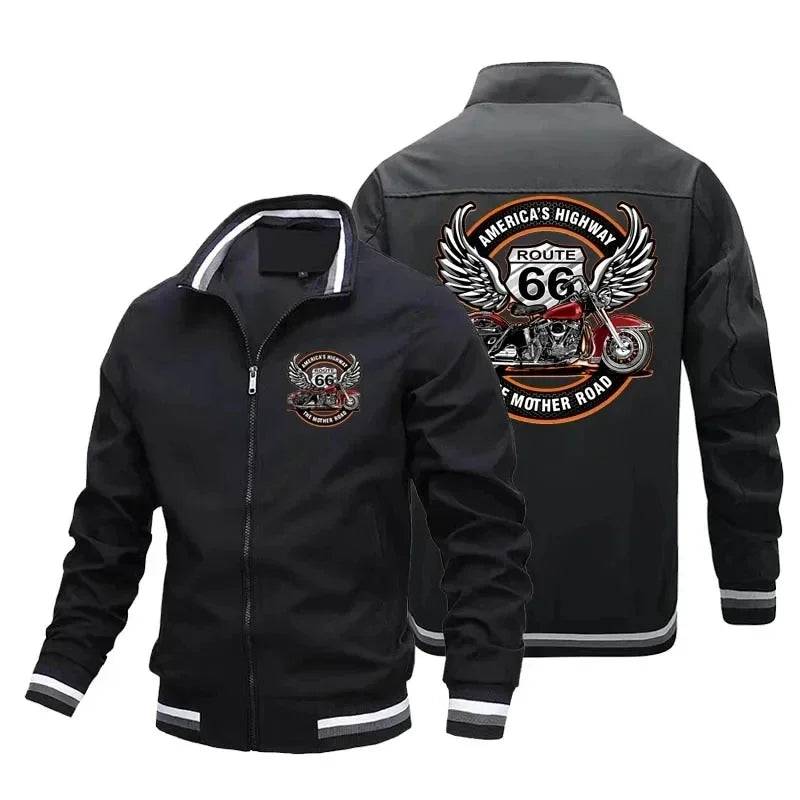 Men's Retro Motorcycle Print Pilot Jacket