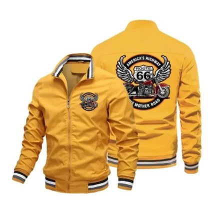 Men's Retro Motorcycle Print Pilot Jacket