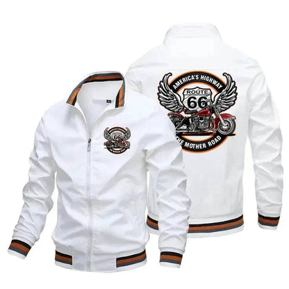 Men's Retro Motorcycle Print Pilot Jacket