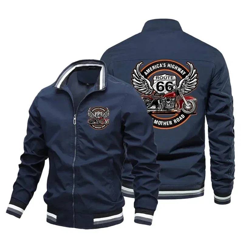 Men's Retro Motorcycle Print Pilot Jacket