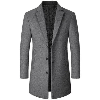 Men's Woolen Jacket Slim Fit Medium-length Coat