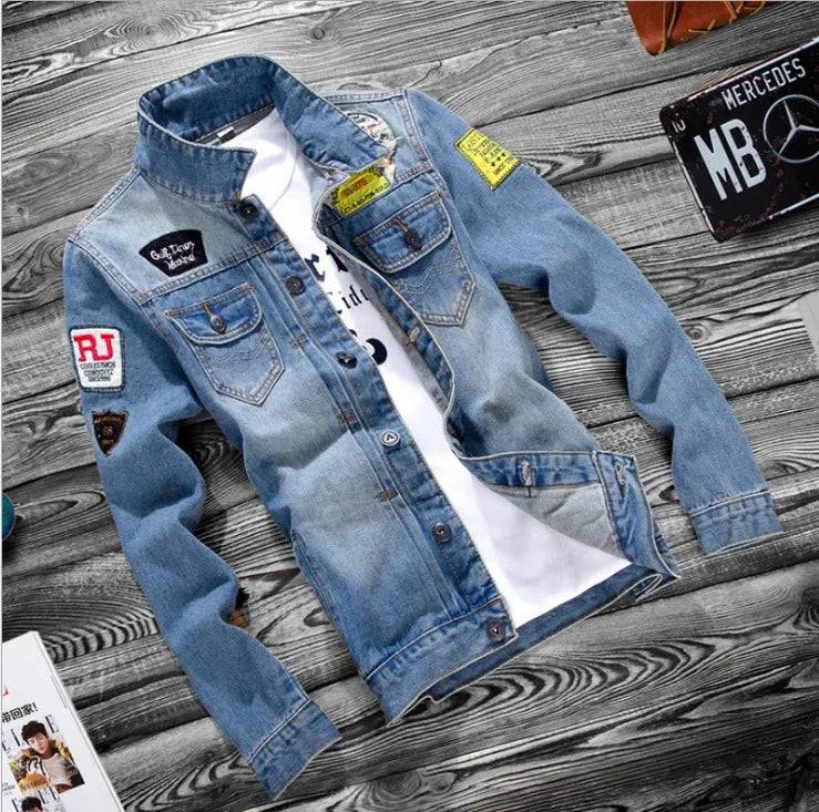 Casual Ripped Middle Student Korean Style Slim Fit Men's Demi Jacket