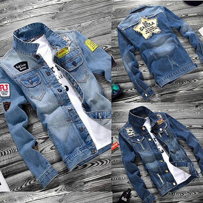 Casual Ripped Middle Student Korean Style Slim Fit Men's Demi Jacket