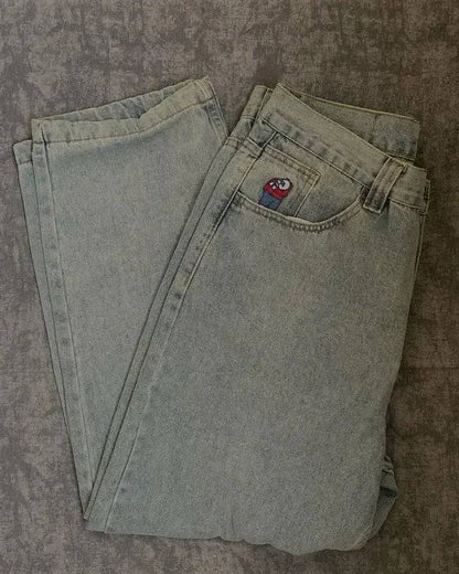 Men's Golf Trap Baggy Embroidery Denim Jeans - Xmaker