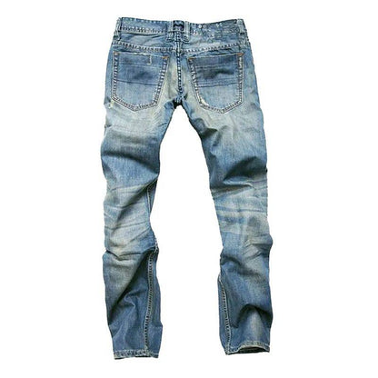 Mens Slim Fit Ripped Straight Cotton Daily Denim Jeans