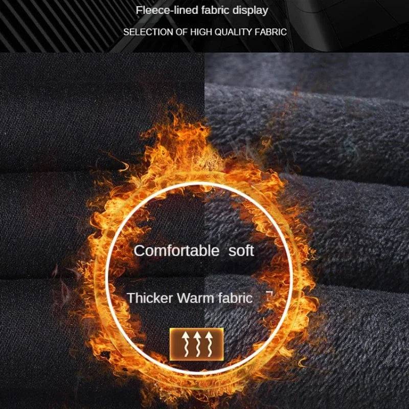 Men Brushed Slim Fit Casual Fleece Velvet Pants