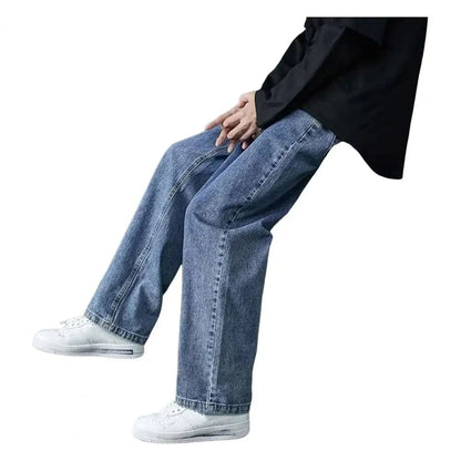 Men Denim Overalls Baggy Wide Leg Retro Wide Leg Jeans - Xmaker