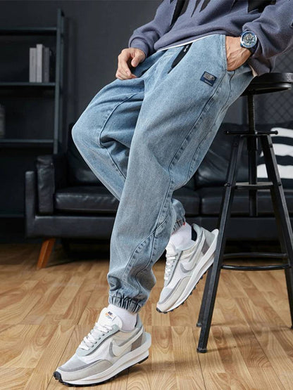 Men's Jogger Relax Fit Denim Cargo Jeans Pants Big Size