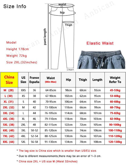 Men's Jogger Relax Fit Denim Cargo Jeans Pants Big Size