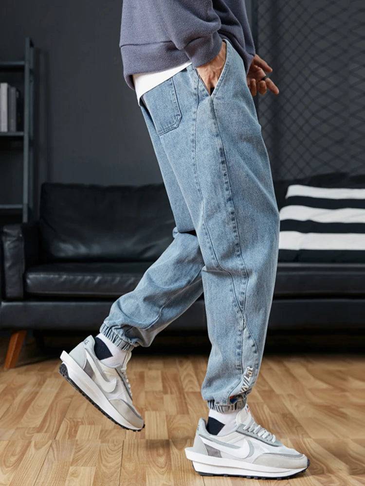 Men's Jogger Relax Fit Denim Cargo Jeans Pants Big Size