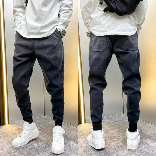 Men's Gradient Baggy Elastic Waist Jeans Casual Denim Pants