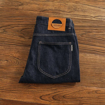 Cotton Denim Casual Loose Tapered Straight Pants