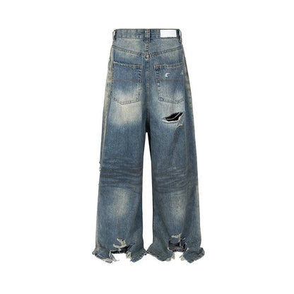 Frayed Damaged Hole Baggy Wide Leg Oversized Cargo Jeans