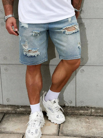 Mens Ripped Short Jeans Brand Clothing Bermuda Summer Cotton Shorts Breathable Denim Streetwear Shorts