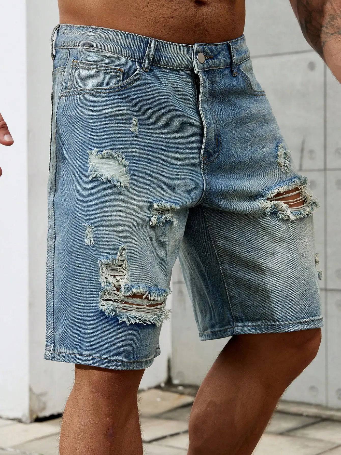 Mens Ripped Short Jeans Brand Clothing Bermuda Summer Cotton Shorts Breathable Denim Streetwear Shorts