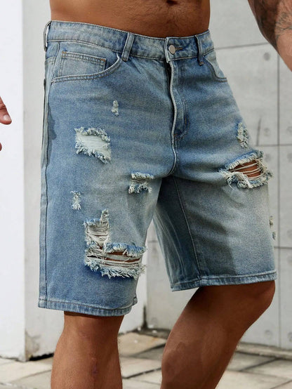 Mens Ripped Short Jeans Brand Clothing Bermuda Summer Cotton Shorts Breathable Denim Streetwear Shorts