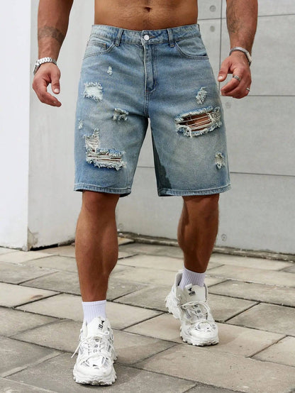 Mens Ripped Short Jeans Brand Clothing Bermuda Summer Cotton Shorts Breathable Denim Streetwear Shorts