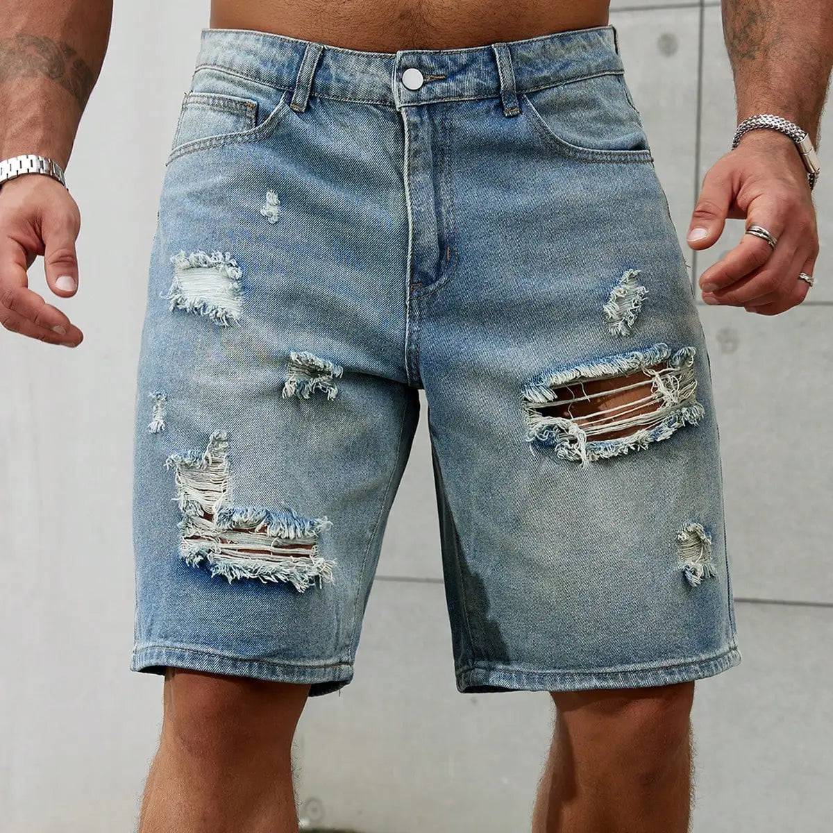 Mens Ripped Short Jeans Brand Clothing Bermuda Summer Cotton Shorts Breathable Denim Streetwear Shorts