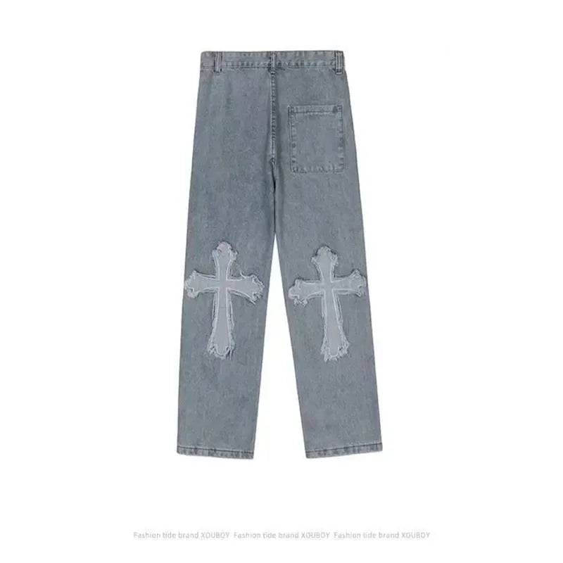 Cargo Denim Pants ow Rise Baggy Y2k Jeans-Xmaker