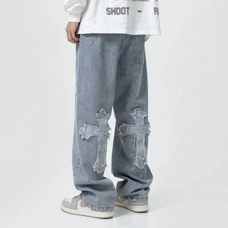 Cargo Denim Pants ow Rise Baggy Y2k Jeans-Xmaker