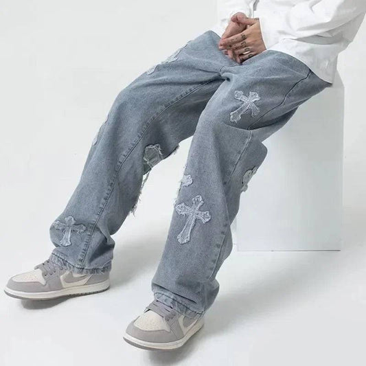 Cargo Denim Pants ow Rise Baggy Y2k Jeans-Xmaker