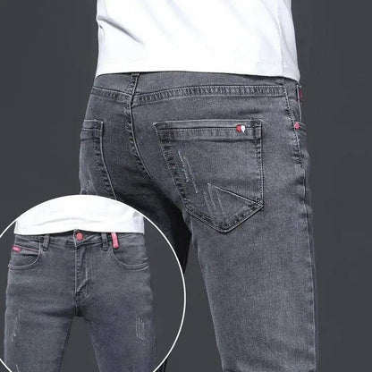 Men's Brushed Velvet Fleece Thermal Elastic Plush Thicken Slim Jeans - Xmaker