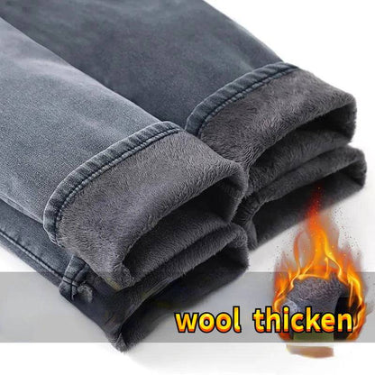 Men's Brushed Velvet Fleece Thermal Elastic Plush Thicken Slim Jeans