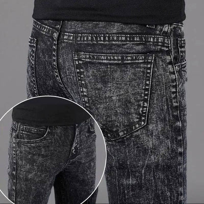 Men's Brushed Velvet Fleece Thermal Elastic Plush Thicken Slim Jeans