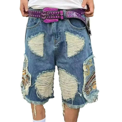 Men's Summer Ripped Denim Shorts