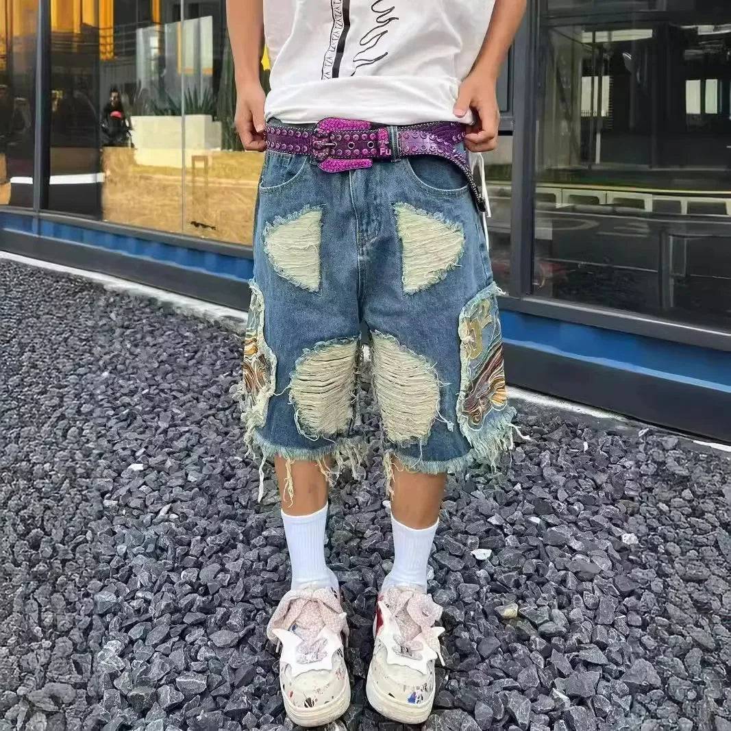 Men's Summer Ripped Denim Shorts