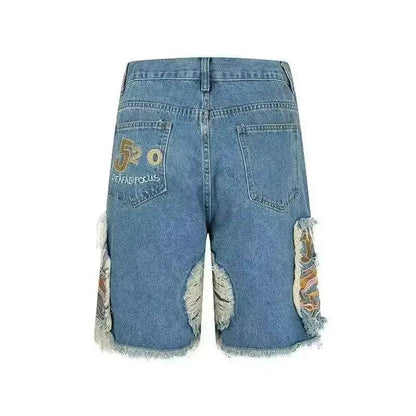 Men's Summer Ripped Denim Shorts