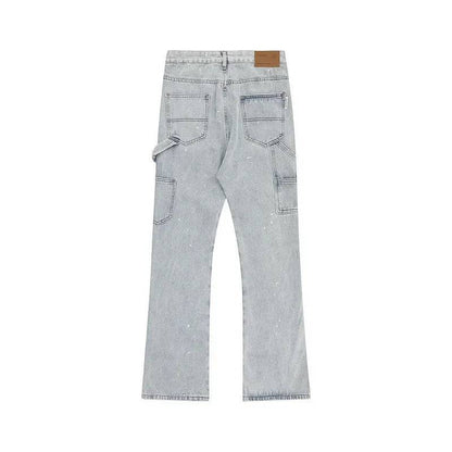 American Style High Street Vibe Fringe Patching Destructive Wood Pants Washing Gradient Straight-leg Jeans Hip Hop Style