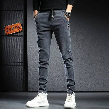 Men's Baggy Jeans Brushed Thicken Wool Plush, Black