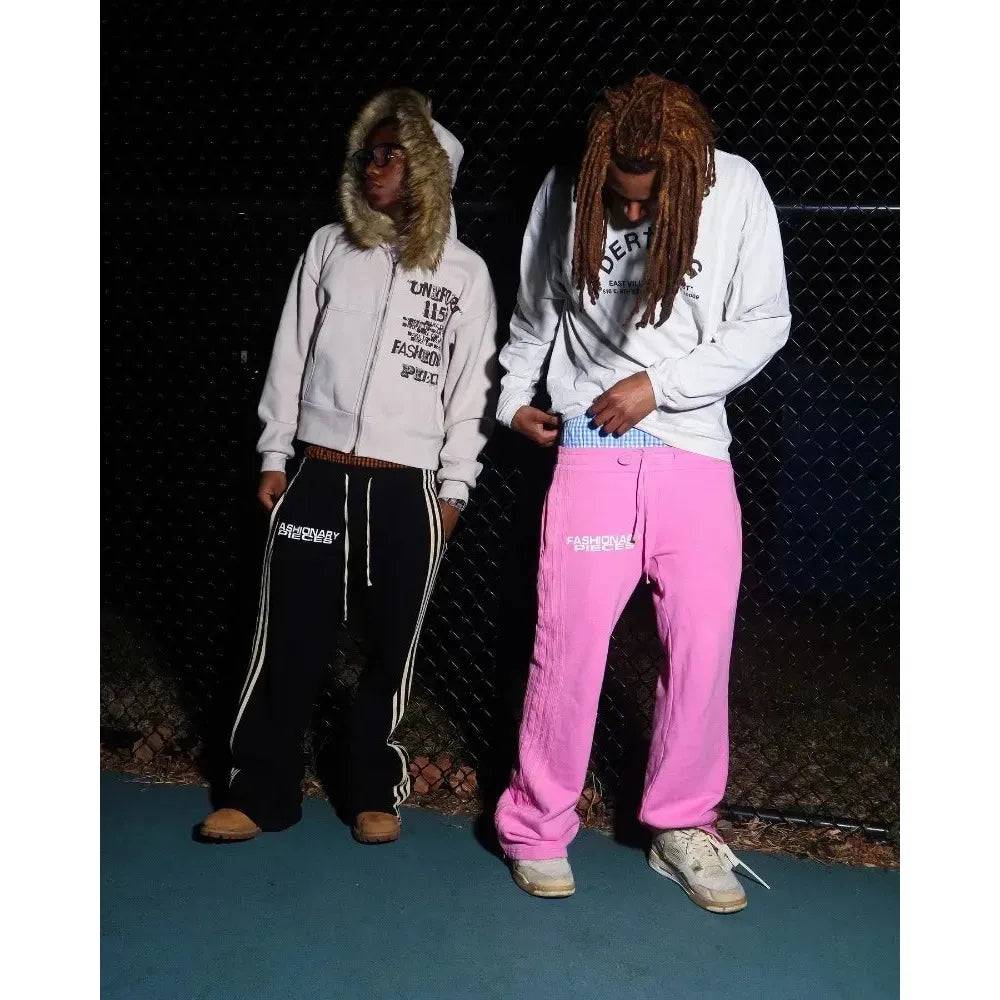 Men double Embroidered Baggy Aesthetic Wide Leg Sweatpants