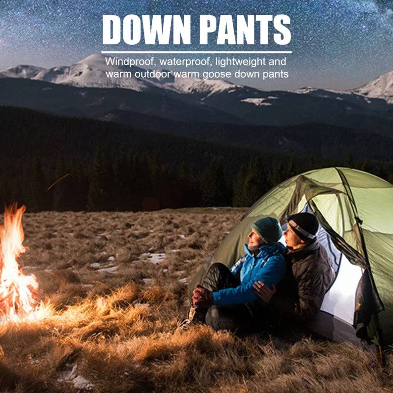 Outdoor Camping Hiking Windproof Drawstring Down Pants