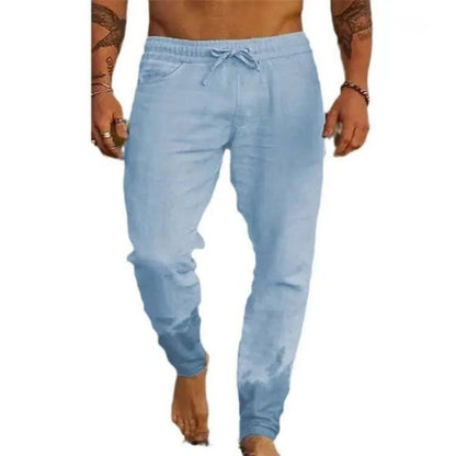 Men's Cotton Linen Straight Beach Joggers