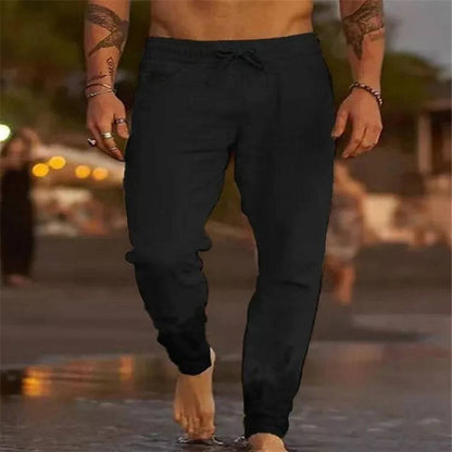 Men's Cotton Linen Straight Beach Joggers