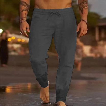 Men's Cotton Linen Straight Beach Joggers