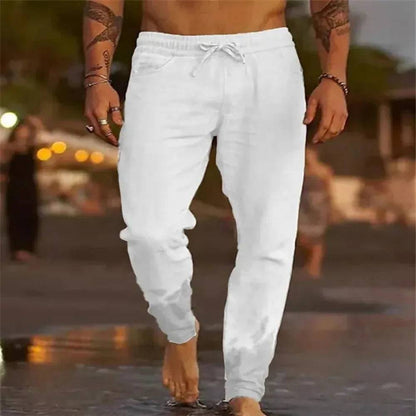 Men's Cotton Linen Straight Beach Joggers