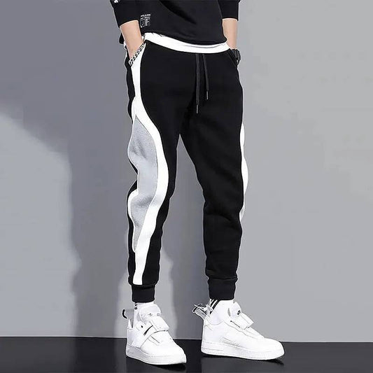 Men Black Pants Hip Hop Drawstring Jogger Comfortable Trousers Male Casual Sweatpants Loose Elastic Waist Sportswear