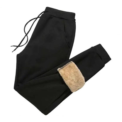 Drawstring Waist Winter Pants Elastic Waist Men Winter Trousers Thickened White Duck Down Padded Joggers Warm Winter Sweatpants