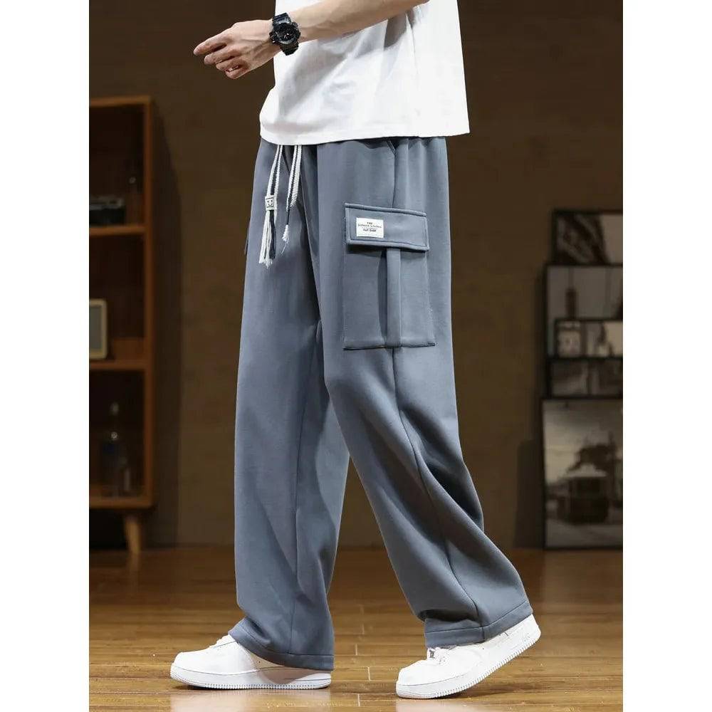 Men Multi-Pockets Drawstring Waist Sweatpants