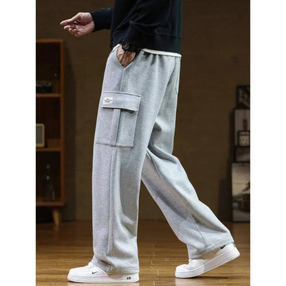 Men Multi-Pockets Drawstring Waist Sweatpants