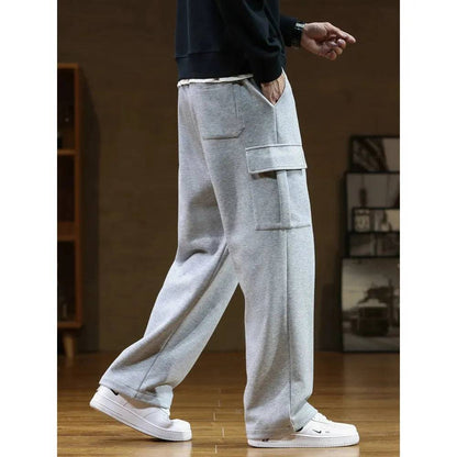 Men Multi-Pockets Drawstring Waist Sweatpants