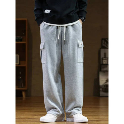 Men Multi-Pockets Drawstring Waist Sweatpants