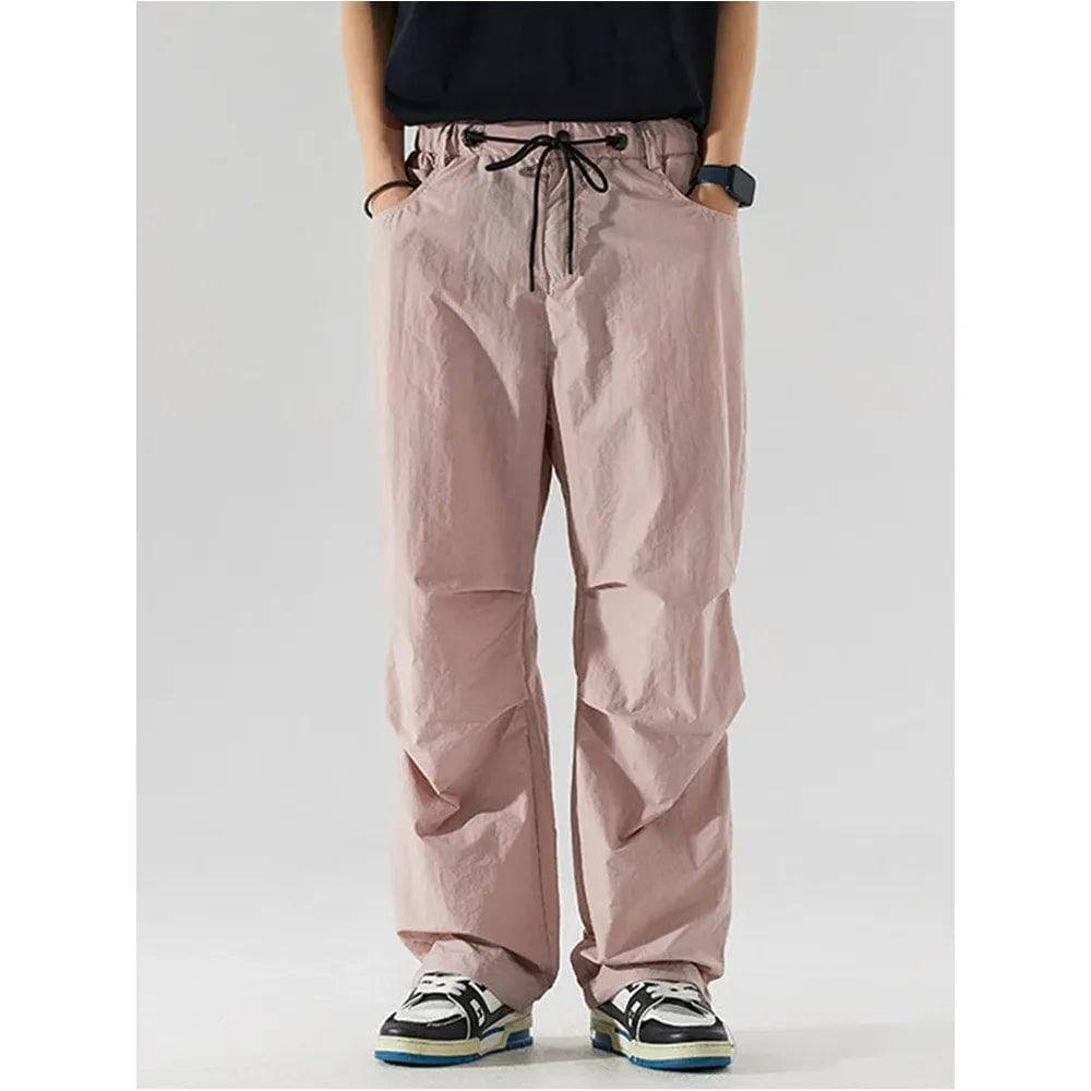 Men Ice Silk Jogging Sweatpants Wide Leg  Casual Fit