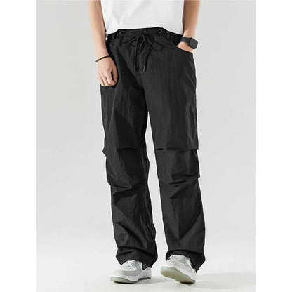 Men Ice Silk Jogging Sweatpants Wide Leg  Casual Fit