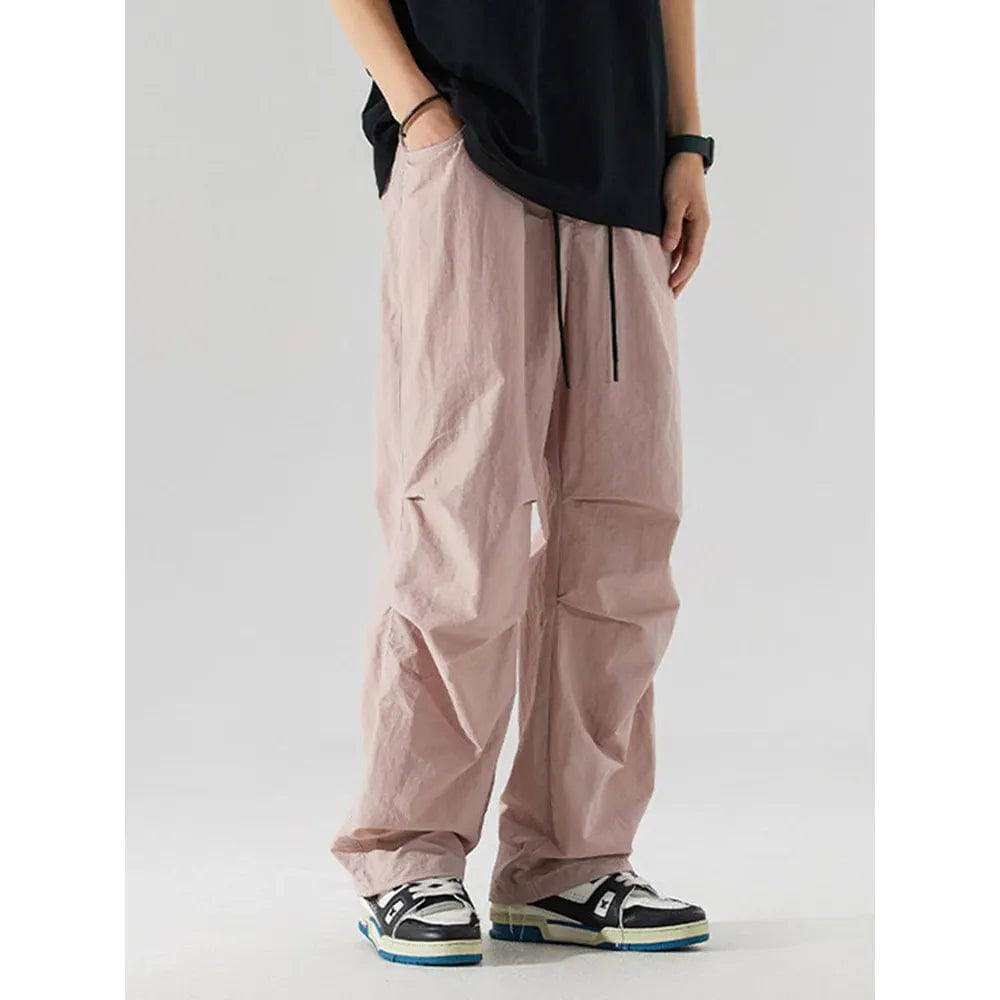 Men Ice Silk Jogging Sweatpants Wide Leg  Casual Fit